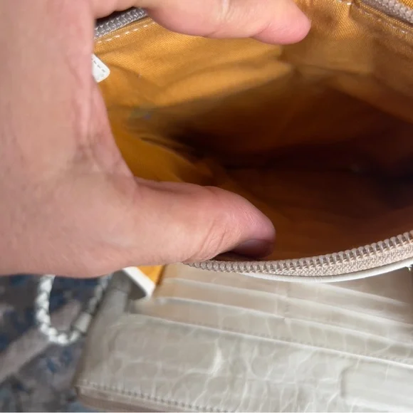 Brahmin natural woven white croc leather Crossbody Bag